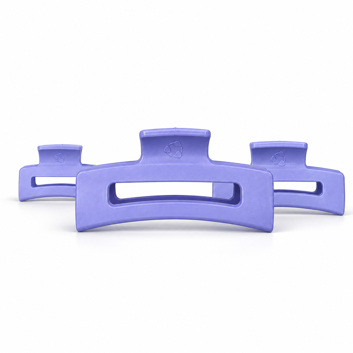 Pince à cheveux lavande — les trois formats : petite 6 cm, moyenne 9 cm et grande 11 cm